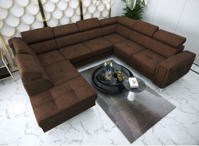 Sofa U-Form Stoffsofa Couch Wohnlandschaft Design Modern Leder Sofas Braun Neu